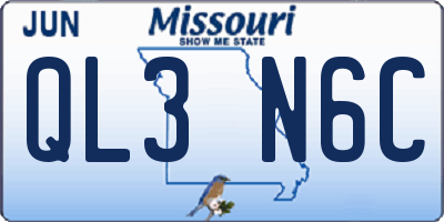 MO license plate QL3N6C