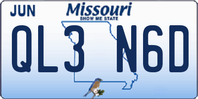 MO license plate QL3N6D