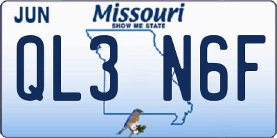 MO license plate QL3N6F