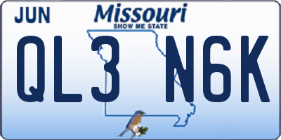 MO license plate QL3N6K