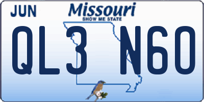 MO license plate QL3N6O