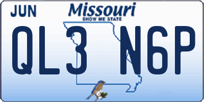 MO license plate QL3N6P