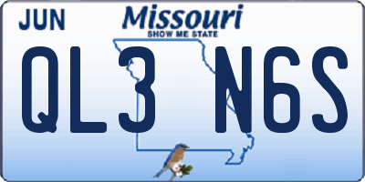 MO license plate QL3N6S