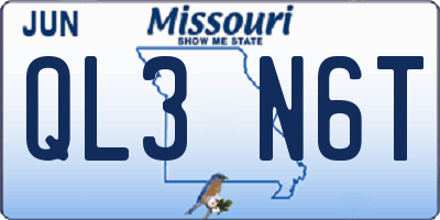 MO license plate QL3N6T