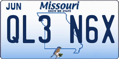 MO license plate QL3N6X
