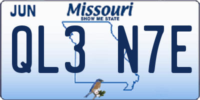 MO license plate QL3N7E