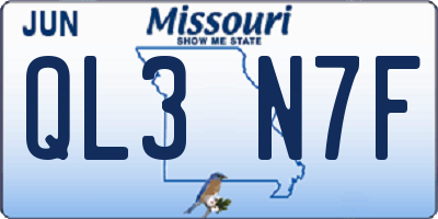 MO license plate QL3N7F