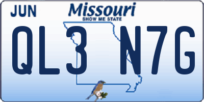 MO license plate QL3N7G