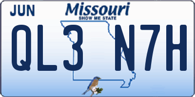 MO license plate QL3N7H
