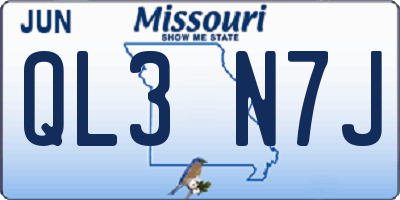 MO license plate QL3N7J