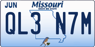 MO license plate QL3N7M