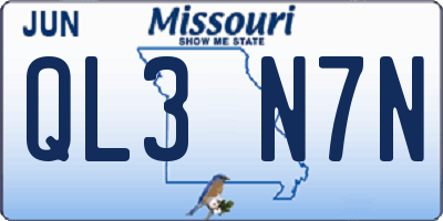 MO license plate QL3N7N