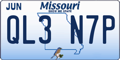 MO license plate QL3N7P