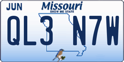 MO license plate QL3N7W