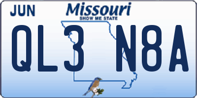 MO license plate QL3N8A