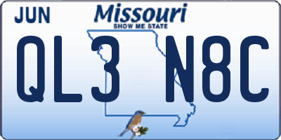 MO license plate QL3N8C