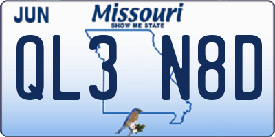 MO license plate QL3N8D