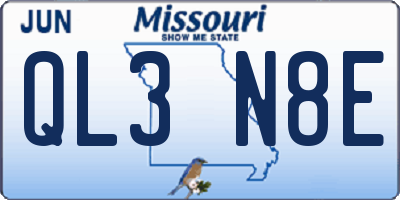 MO license plate QL3N8E