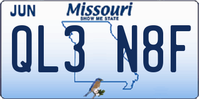 MO license plate QL3N8F
