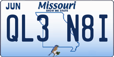 MO license plate QL3N8I