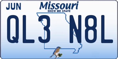 MO license plate QL3N8L