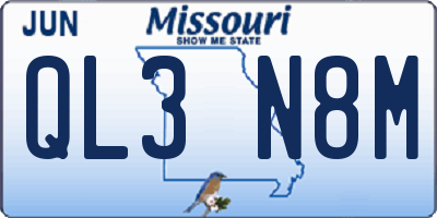 MO license plate QL3N8M