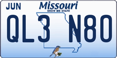 MO license plate QL3N8O
