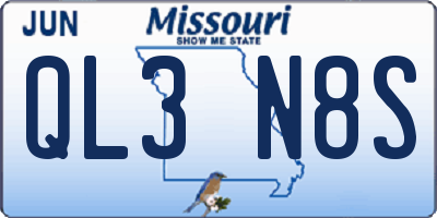 MO license plate QL3N8S