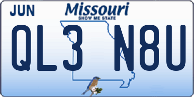 MO license plate QL3N8U