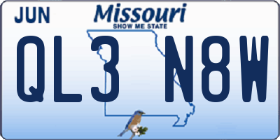 MO license plate QL3N8W