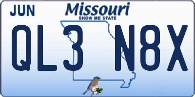 MO license plate QL3N8X