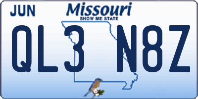 MO license plate QL3N8Z