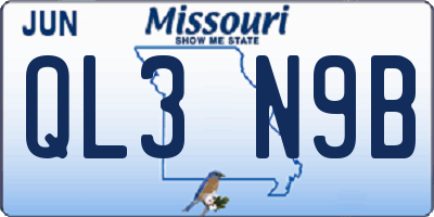 MO license plate QL3N9B