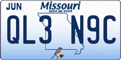 MO license plate QL3N9C