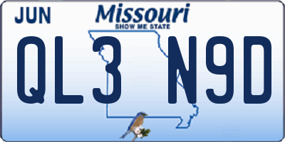 MO license plate QL3N9D