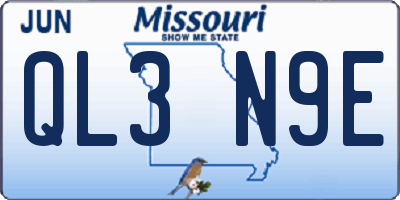 MO license plate QL3N9E