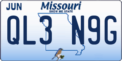 MO license plate QL3N9G