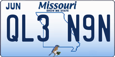 MO license plate QL3N9N