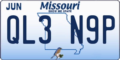 MO license plate QL3N9P