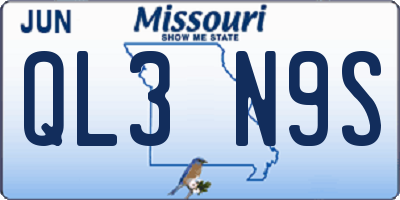 MO license plate QL3N9S