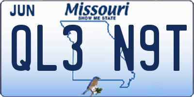 MO license plate QL3N9T