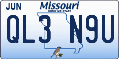 MO license plate QL3N9U