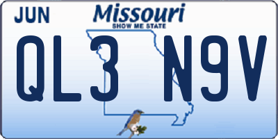 MO license plate QL3N9V