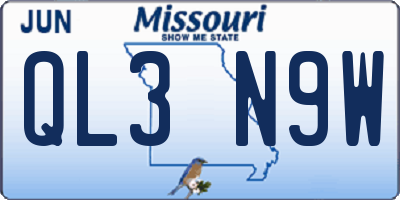 MO license plate QL3N9W