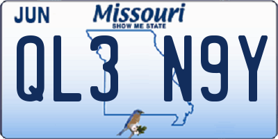MO license plate QL3N9Y