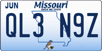 MO license plate QL3N9Z