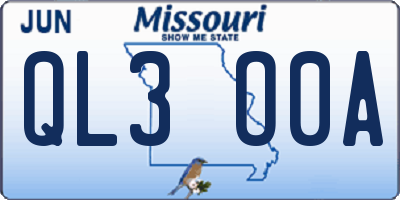 MO license plate QL3O0A