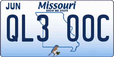 MO license plate QL3O0C