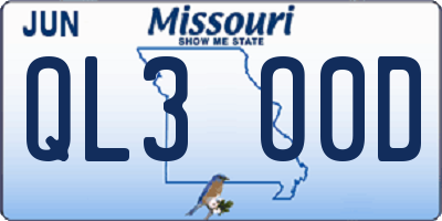 MO license plate QL3O0D