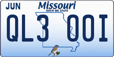 MO license plate QL3O0I